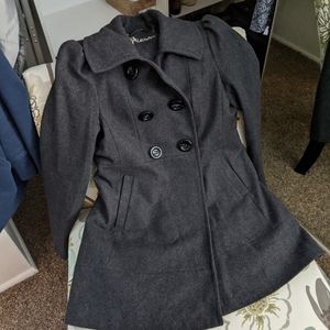 Guess Charcoal Wool-blend Pea Coat, size M